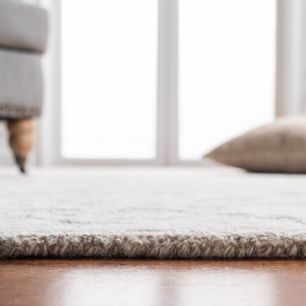 Charlton Home® Shoshone Floral Handmade Tufted Wool Beige / Ivory Area